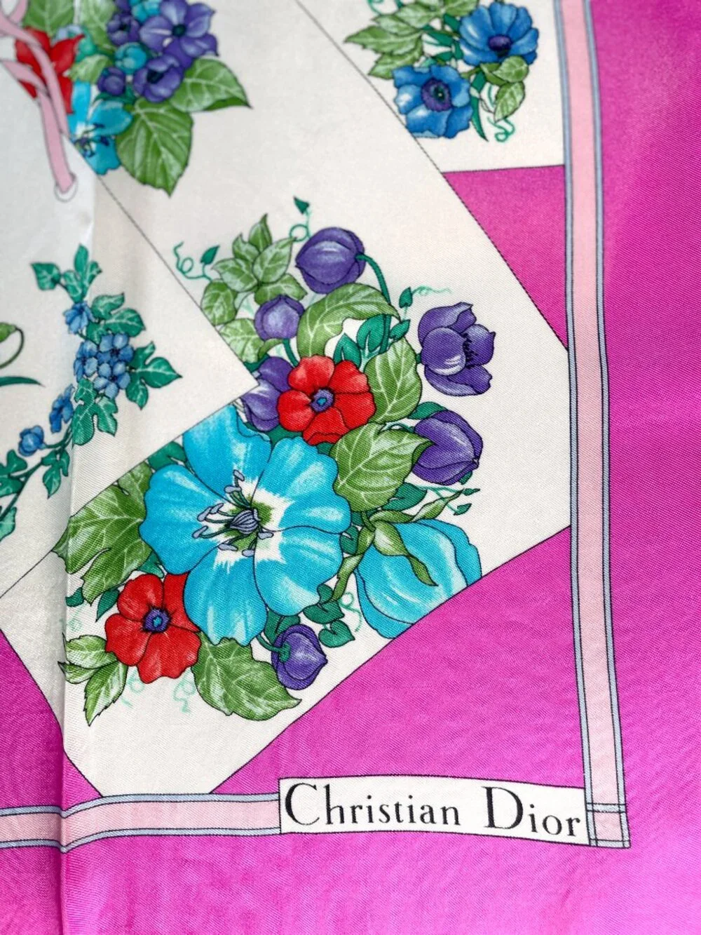 Vintage Christian Dior Floral Silk Scarf | Made in Italy